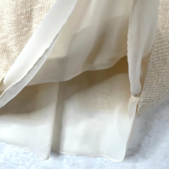 Lucky Brand Sweater Womens L Cream Linen Blend Layered Chiffon Crochet Tunic - Picture 4 of 9